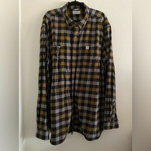 Carhartt Shirt Plaid Flannel 3XL Tall Relaxed Fit Green Thick
